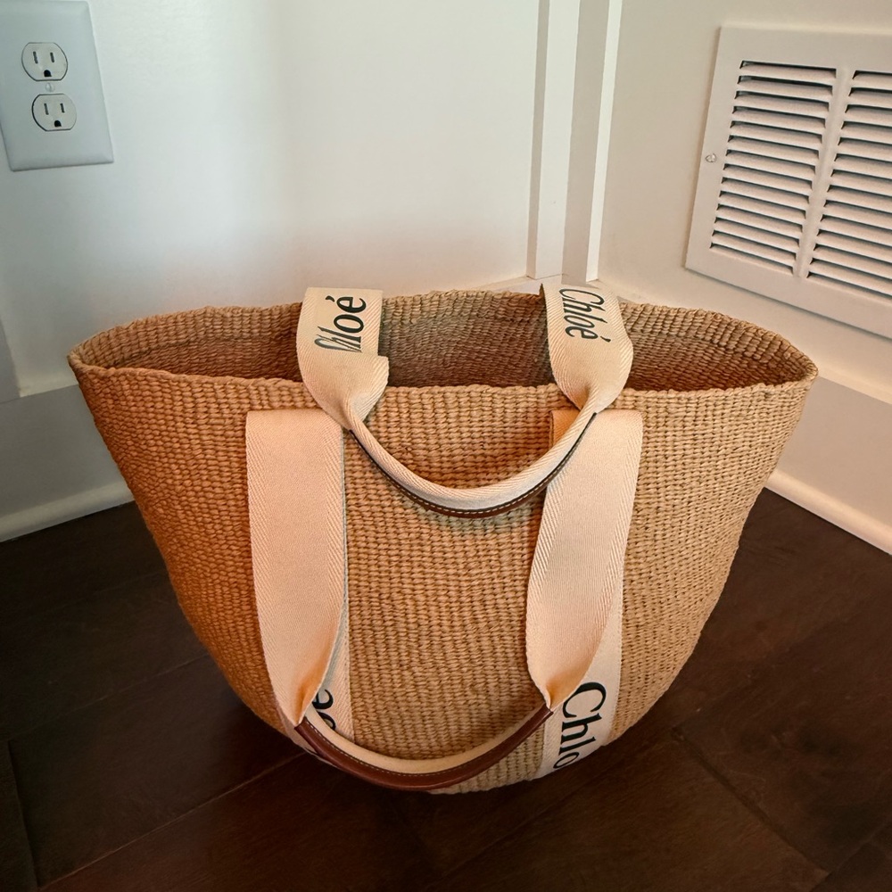 Chloe Beige Woven Tote Bag